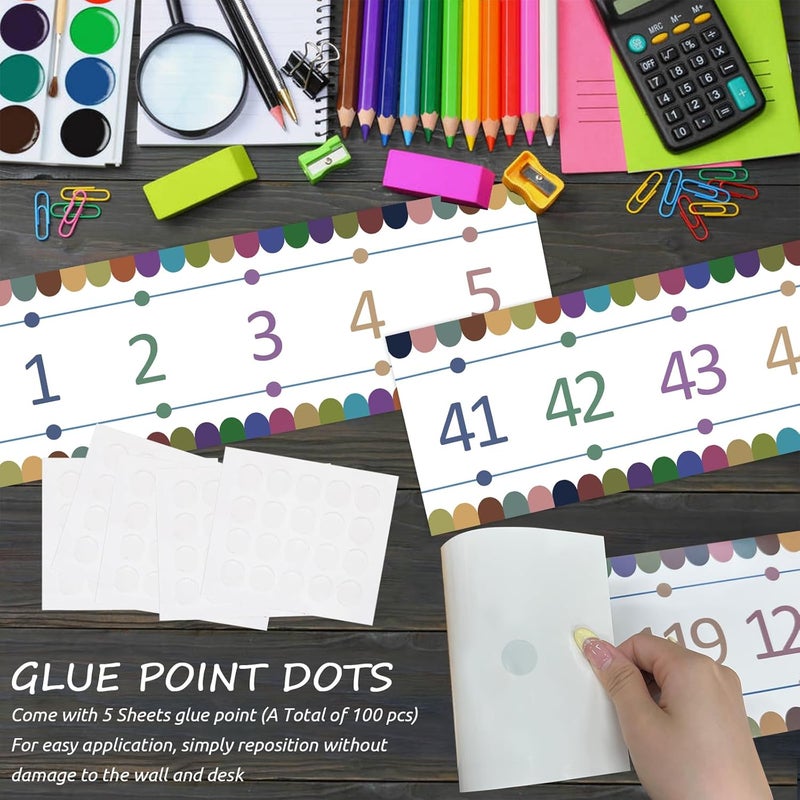Blirik Number Line for Classroom Office Wall,Bulletin Board Border,Printed Paper Signs 0-120 Laminated Number Line Strips Chalkboard Brights Math Poster Classroom Decorations for Teachers, Students, Kids - Image 4